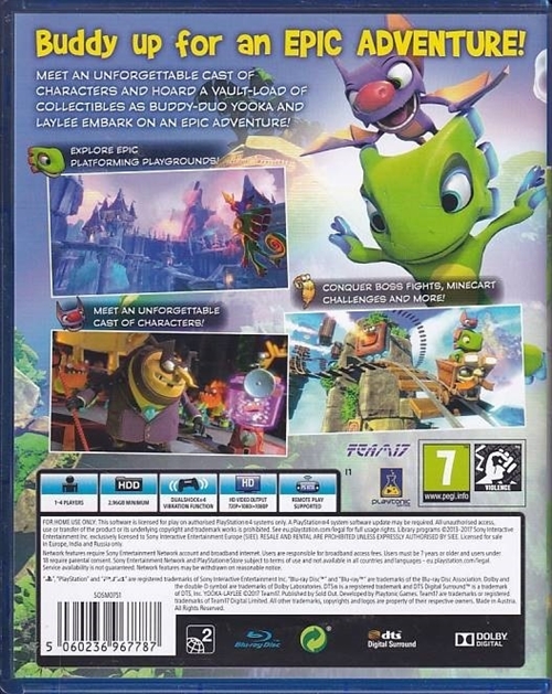Yooka-Laylee - PS4 (A Grade) (Genbrug)